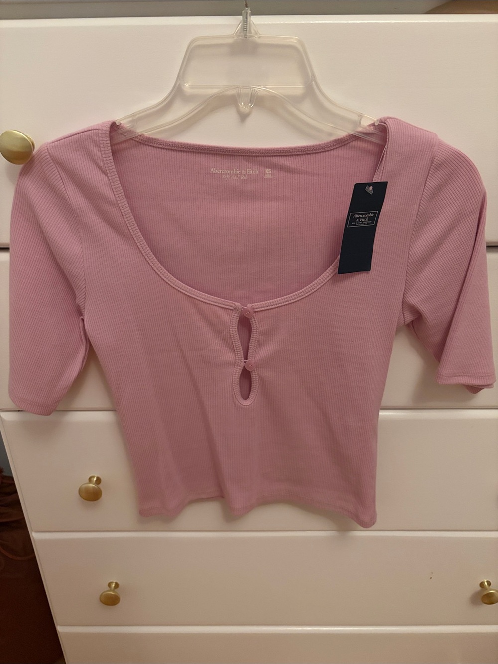 Abercrombie & Fitch Mauve Ribbed Keyhole Scoop Top